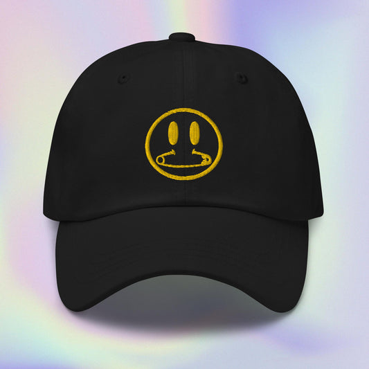 SAFETY PIN SMILEY - EMBROIDERED BALL CAP