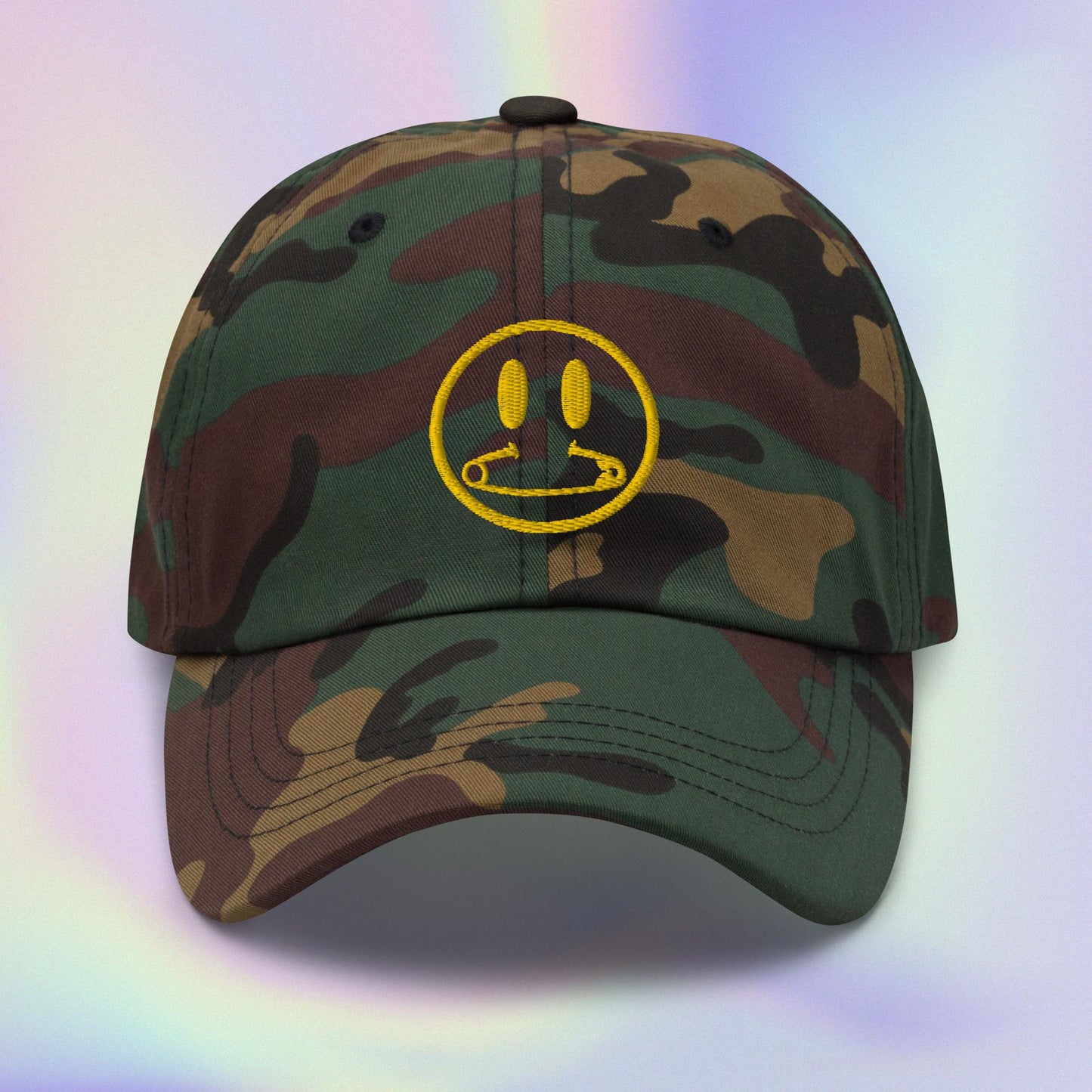 SAFETY PIN SMILEY - EMBROIDERED BALL CAP