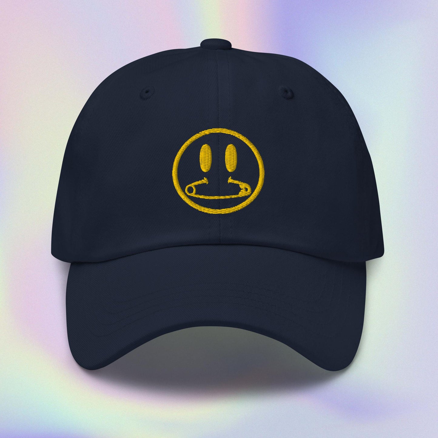 SAFETY PIN SMILEY - EMBROIDERED BALL CAP