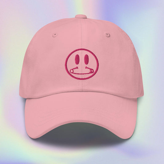 SAFETY PIN SMILEY - EMBROIDERED BALL CAP