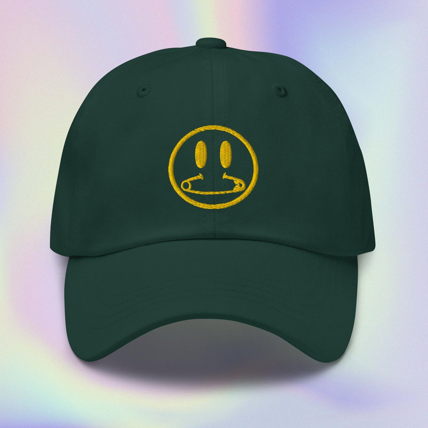 SAFETY PIN SMILEY - EMBROIDERED BALL CAP