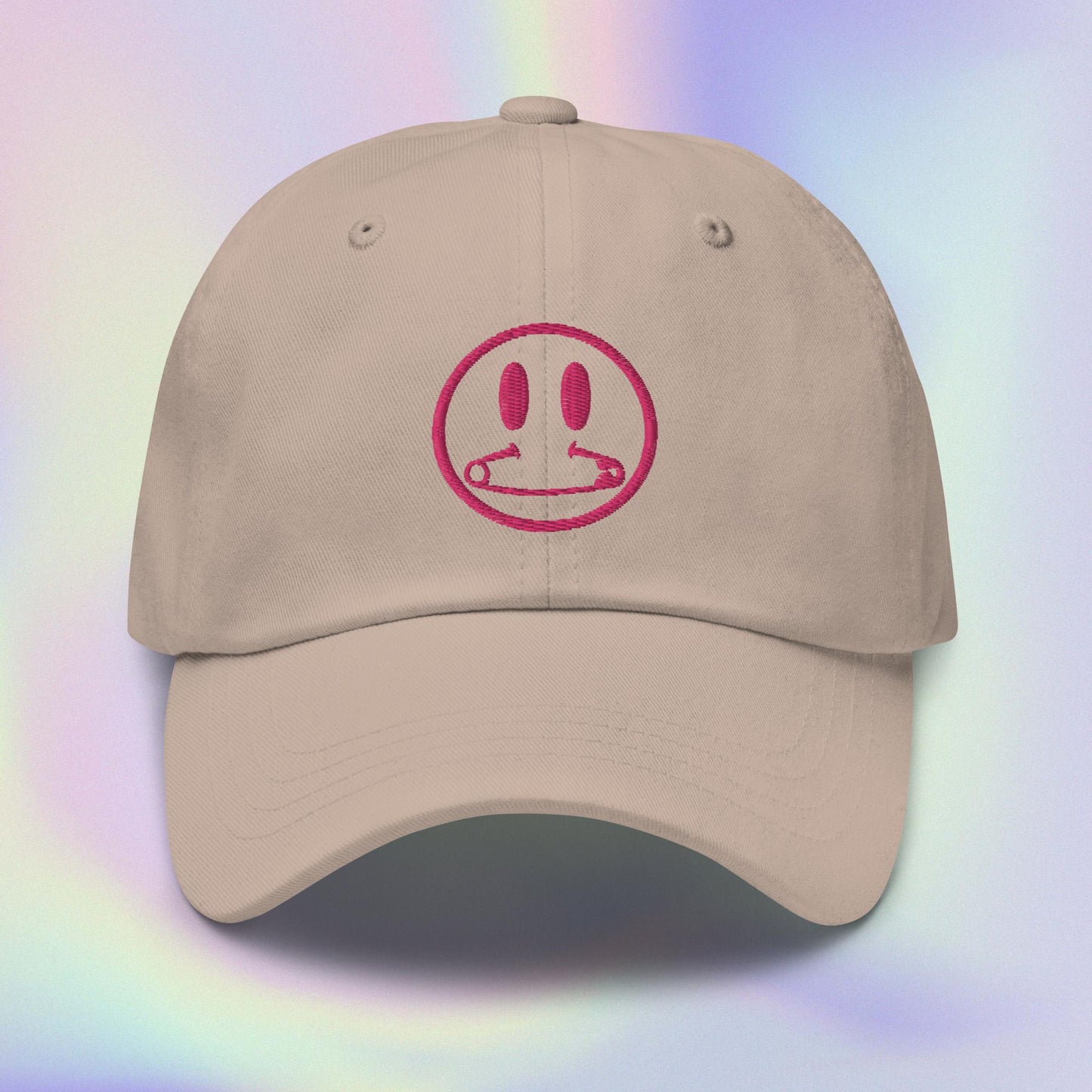 SAFETY PIN SMILEY - EMBROIDERED BALL CAP