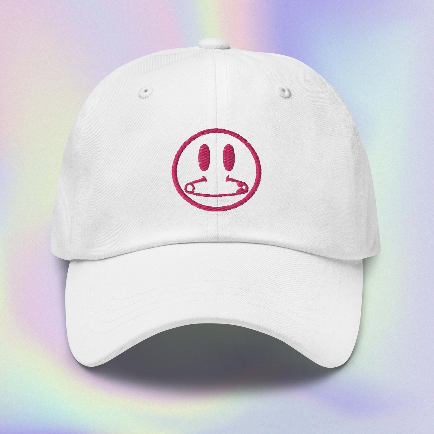 SAFETY PIN SMILEY - EMBROIDERED BALL CAP